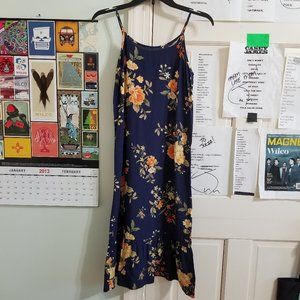 Old Navy dress XL 14 NWT Sleeveless Floral Ruffle-Hem Midi Slip spaghetti strap